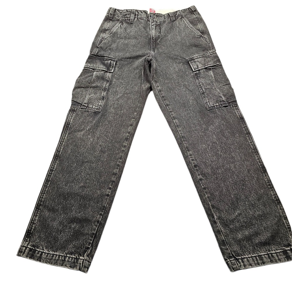 Levis XX Cargo Jeans Mens Size 33x32 Black Denim Red Tab Straight Leg Streetwear